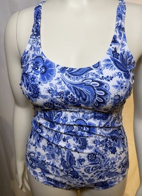 Summer Mae NWOT women's one piece blue/white swimsuit size 10