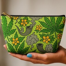 Stoner Gift Weed Accessories Marijuana Leaf Zippered Pouch Bag or Travel Bag,