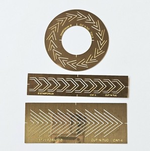 3 CUT 'N TUC Brass Stencils Borders Circle Frame Paper Crafts Folding um446