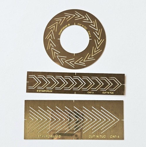 3 CUT 'N TUC Brass Stencils Borders Circle Frame Paper Crafts Folding um446
