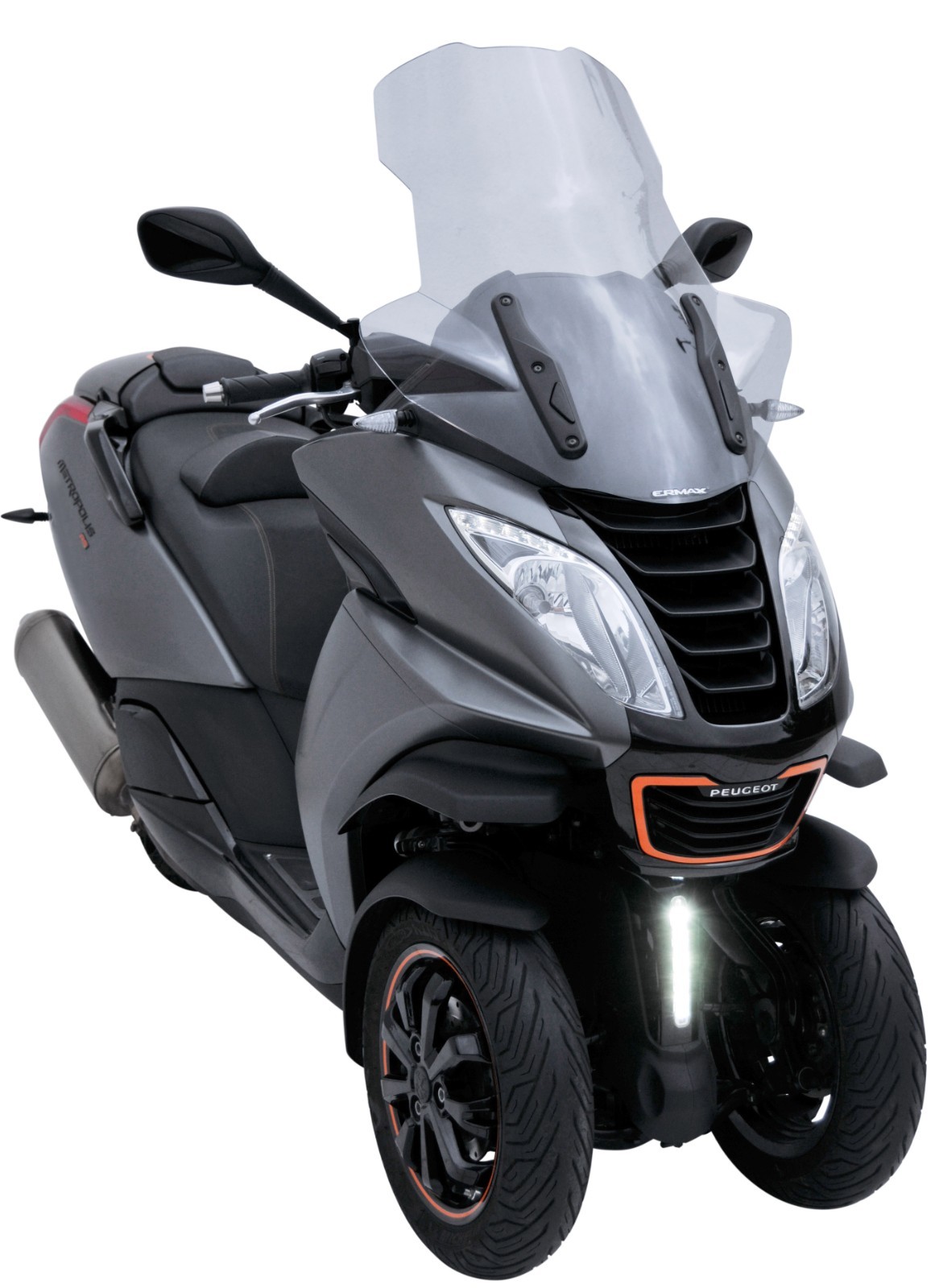 Bulle haute protection Ermax pour Peugeot Metropolis 400 gris clair 70 cm