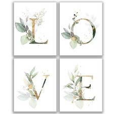 Love Botanical Simple Life Green Leaf Painting Bathroom Wall Decor Art Print ...