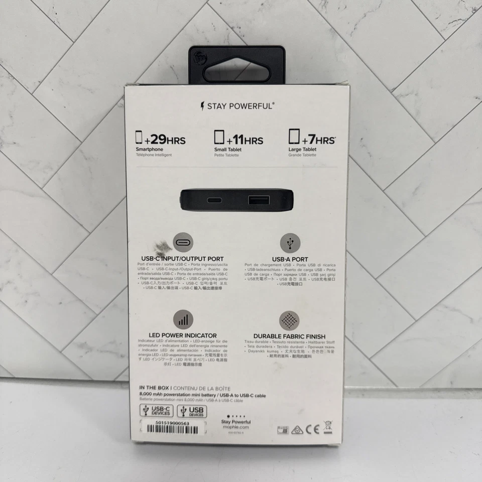 Cargador portátil Mophie PowerStation de 8.000 mAh para la mayoría de los dispositivos habilitados para USB Foto 2 de 3