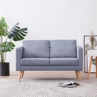 Sofa 2-Sitzer Stoff Hellgrau, Couch Mit Beinen, Modernes Design FüR Wohnzimmer