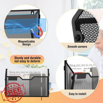 Docnest Magnetic Wall File Holder 3 Pack Mesh Letter Organizer Black