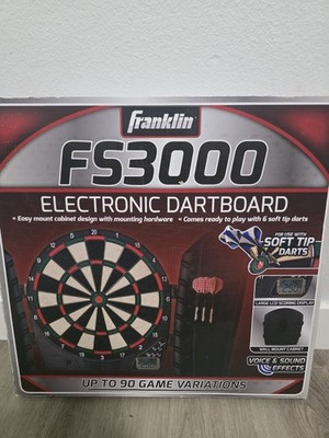 Franklin FS3000 Electronic Dartboard Cabinet Set New Open Box Soft Tip Darts