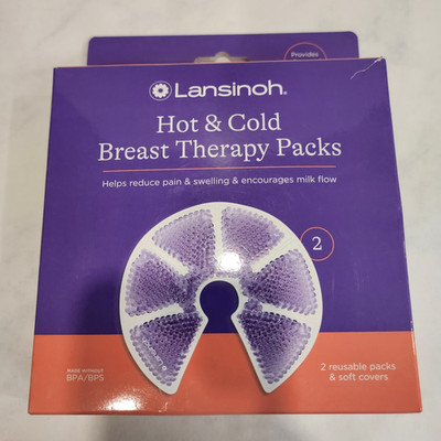 Lansinoh Hot & Cold Breast Nursing Therapy Packs Reusable with 2 Covers *NEW*