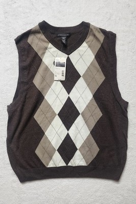 New Structure Sweater Vest Mens XL  Brown/tan Sleeveless Pullover