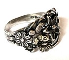 NWOT OR PAZ STERLING SILVER 925 FLOWERS BUTTERFLIES RING SZ 8 ISRAEL PZ Au — photo 2