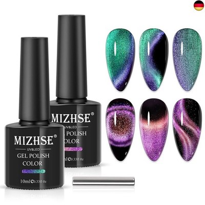 MIZHSE Cat Eye UV Cel Nagellack 9D Holografischer Cat Eye Gel Nail Polish Lila