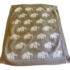 Made In India 100 Cotton Knit Baby Blanket Elephants Brown Beige