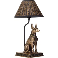 Egyptian Bronze Anubis Lamp 7 x 6 x 18 Inch