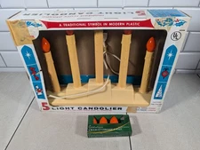 VTG Gem 5 Light Candolier Lamp Christmas Candelabra Plastic Holiday + Box, Bulbs