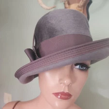 Gwenn Pennington, 40's Splendide Italian Wool/Felt Fedora, Gray, size L