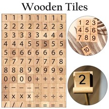 100 Wooden Number Tiles Black Square Scrabble Crafts Scrapbooking Board Games UK