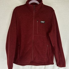 LL Bean Full Zip Fleece Sweater Slightly Fitted Jacket Men  s Large Heather Red