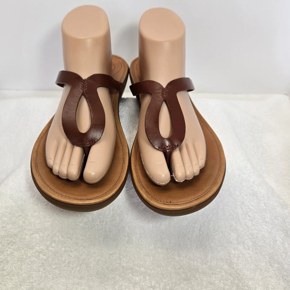 Chinelos Fitflops Strata Feminino Tamanho 9 Couro Marrom Conhaque Conforto - Imagem 3 de 4