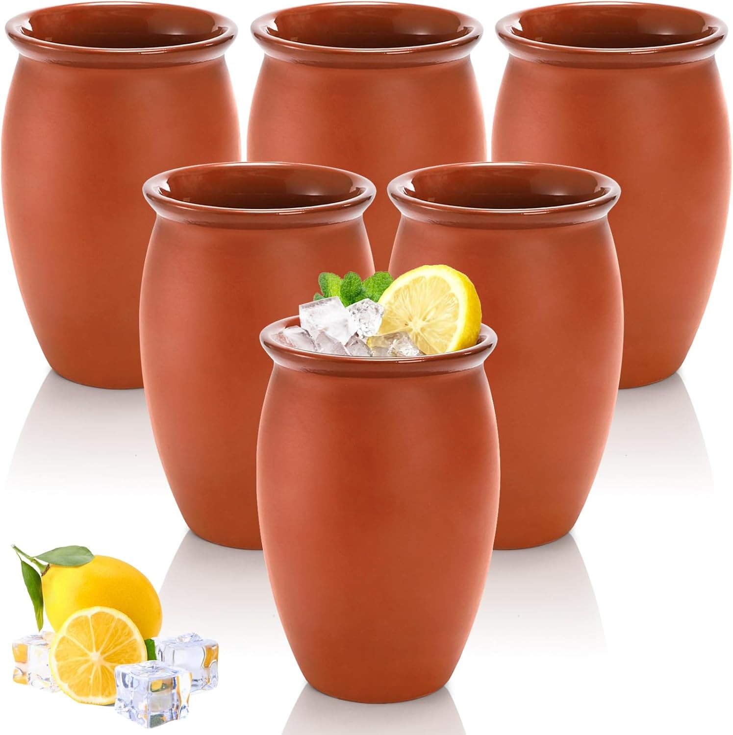 6 Pack Pottery Clay Cups, 20 Oz Cantaritos De Barro Mexicano