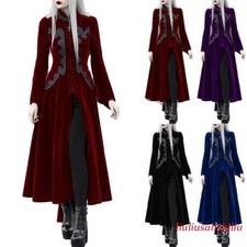 Vestido gótico de terciopelo para mujer estilo vintage chaqueta larga vestido escenario disfraz fiesta D