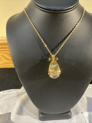 Joan Rivers Pavé Crystal Rhinestone Encrusted Egg Gold Tone Pendant Necklace