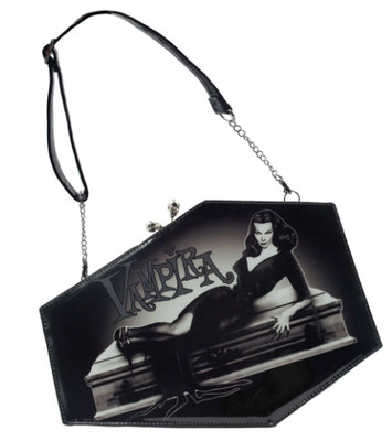 Vampira Skull Kiss Lock Deluxe Coffin Handbag Kreepsville 666
