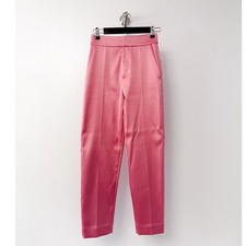 & Other Stories Paris Atelier Pink Satin High Waisted Straight Leg Trousers 4
