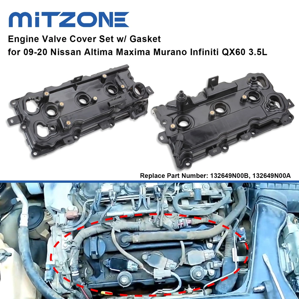 Juego de 2 cubiertas de válvula para 09-20 Nissan Altima Máxima Murano Infiniti QX60 3,5 L Foto 2 de 4