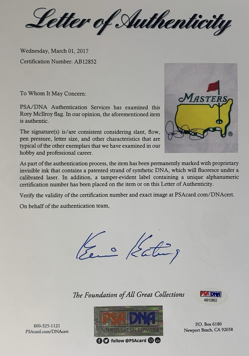 マスターズ2025 フラッグ Rory Mcilroy signed Masters Flag 2025 Masters golf champion