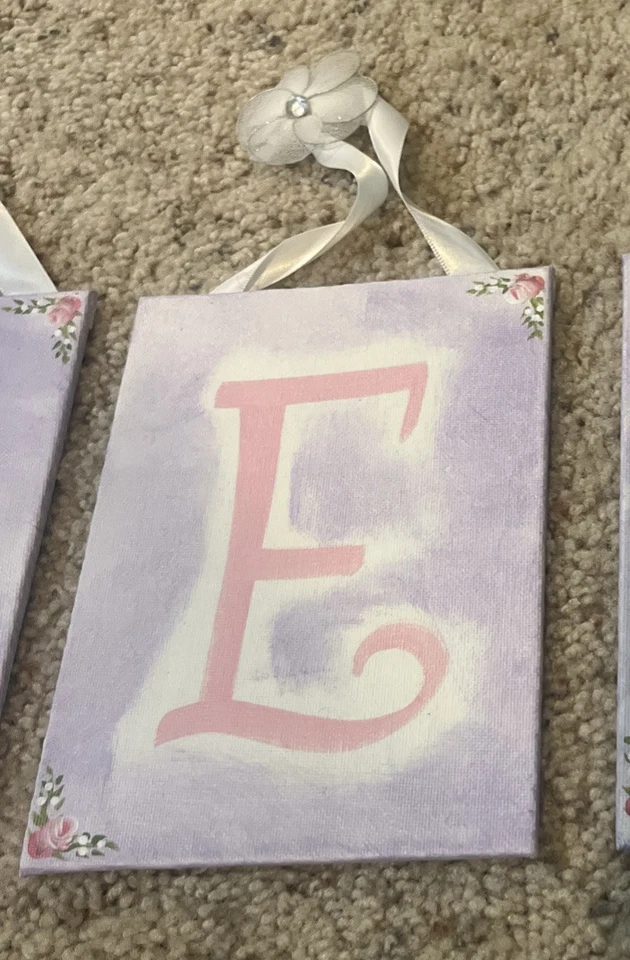Girl Baby Reagan Name Room Decor Wall Hanging Lavender And Pink - Image 3 of 4