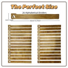 Jxueych Vinyl Record Dividers - Alphabetical A-Z Wooden Record Holder Organizer