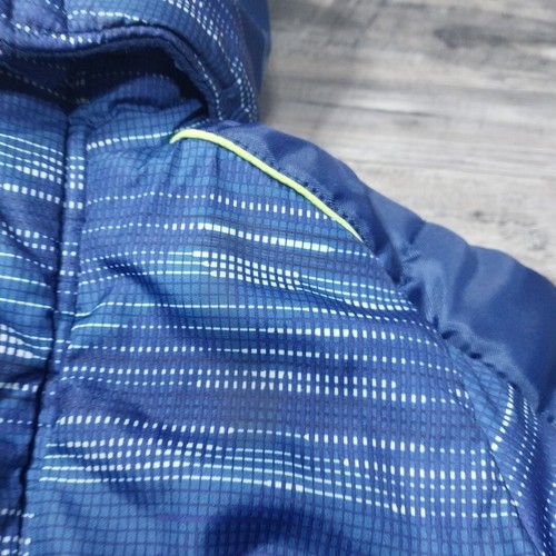 “Xtreme” ~ Blue White Hooded Puffy Jacket ~ Boys Size 4T 2 Small Stains Pix 2 &3 - Picture 3 of 12