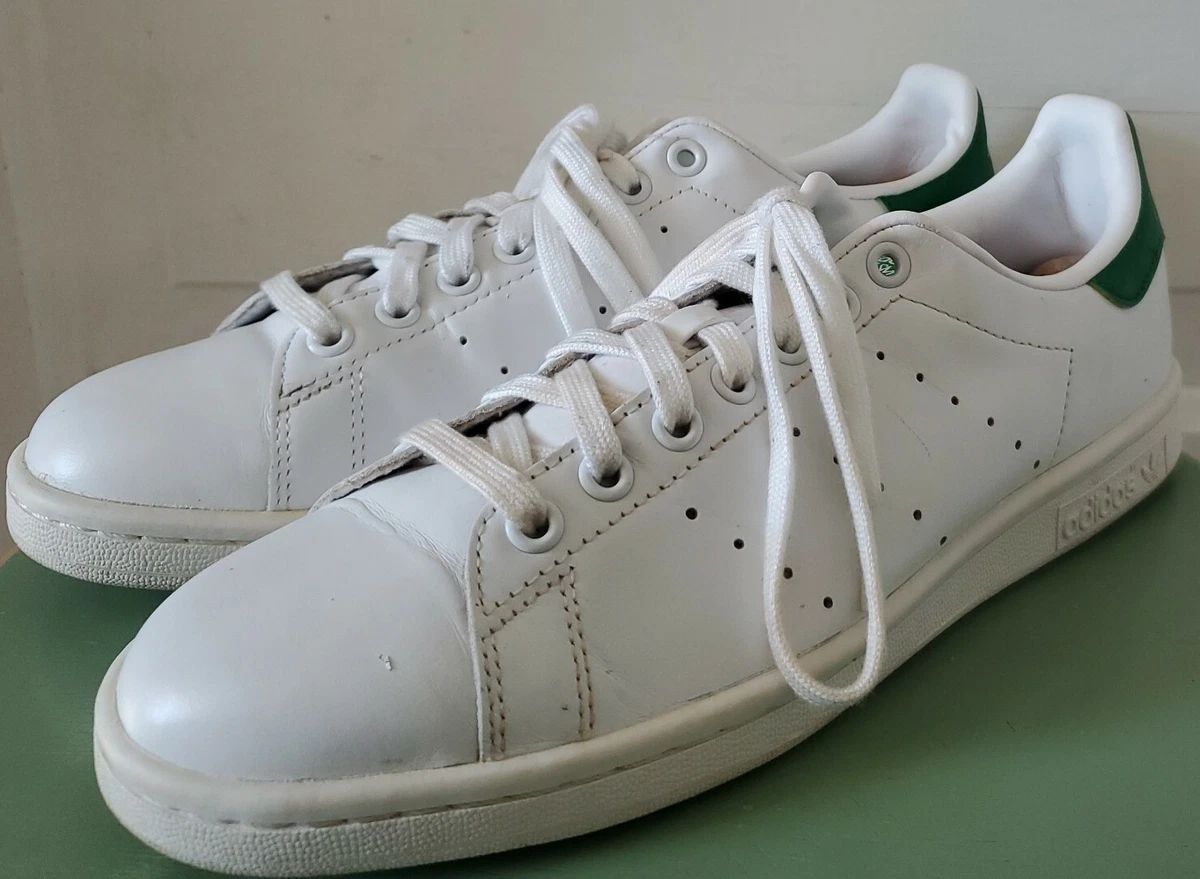 Men s Adidas Stan Smith White Green Leather Sneakers Sz 8 EU