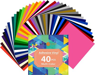 Permanent Adhesive Vinyl Sheets for Cut,40x 12''x12'' Permanent Vinyl Bundle