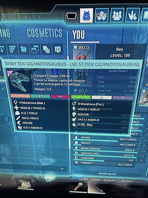 Ark Survival Ascended Pve Official Extinction Female Tek Giga Baby 300 Melee 
