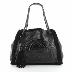 gucci pebbled calfskin medium soho chain shoulder bag black