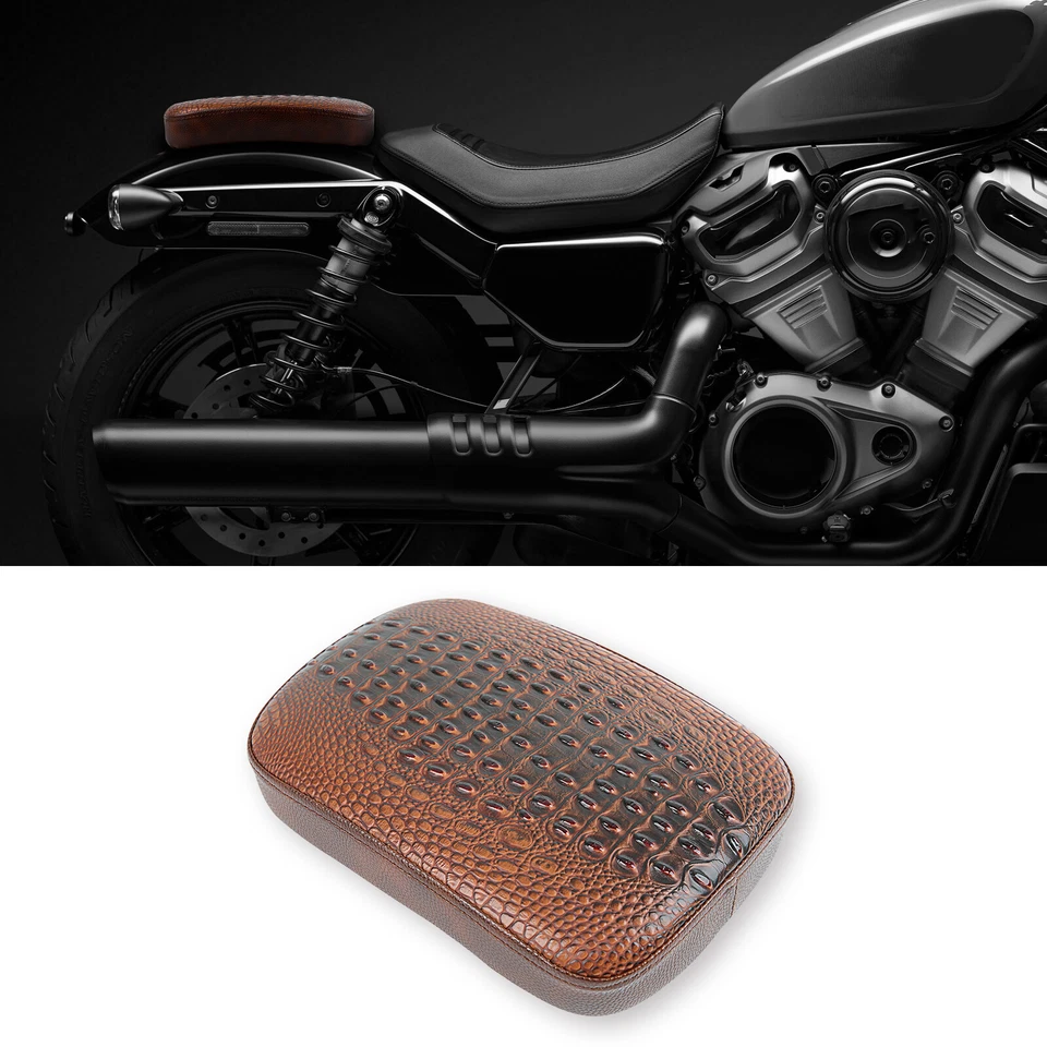 Asiento de pasajero trasero Pillion Pad 8 ventosas marrón apto para Harley Davidson Dyna Foto 3 de 4