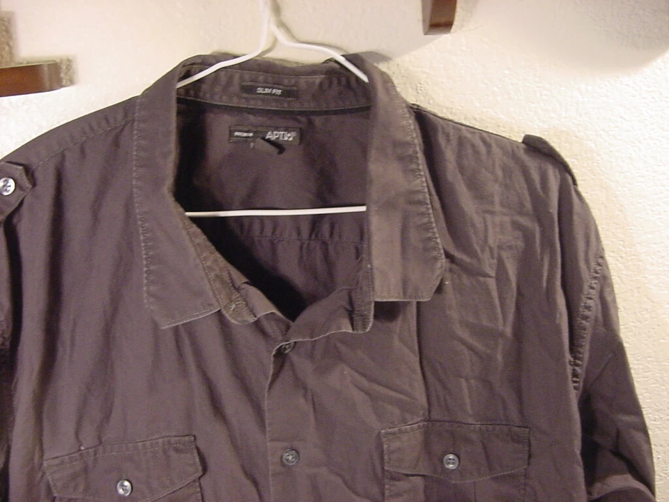 APT 9 PREMIUM LONG SLEEVE DRESS SHIRT - SLIM FIT MEN'S SIZE XXL GREY - Image 2 of 4