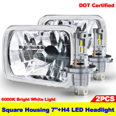 Pair 5X7 7x6 inch LED Headlights Hi/Lo Beam DRL For Nissan Pickup Hardbody D21
