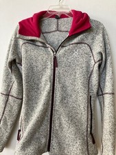 Haglofs Womens Knit Fleece Zip Jacket Gray Sz M Swook Hood Sweden