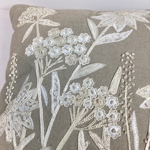 Pier 1 Imports BOHO Embroidered Appliquéd Floral Throw Pillow 17x17” - Picture 5 of 13