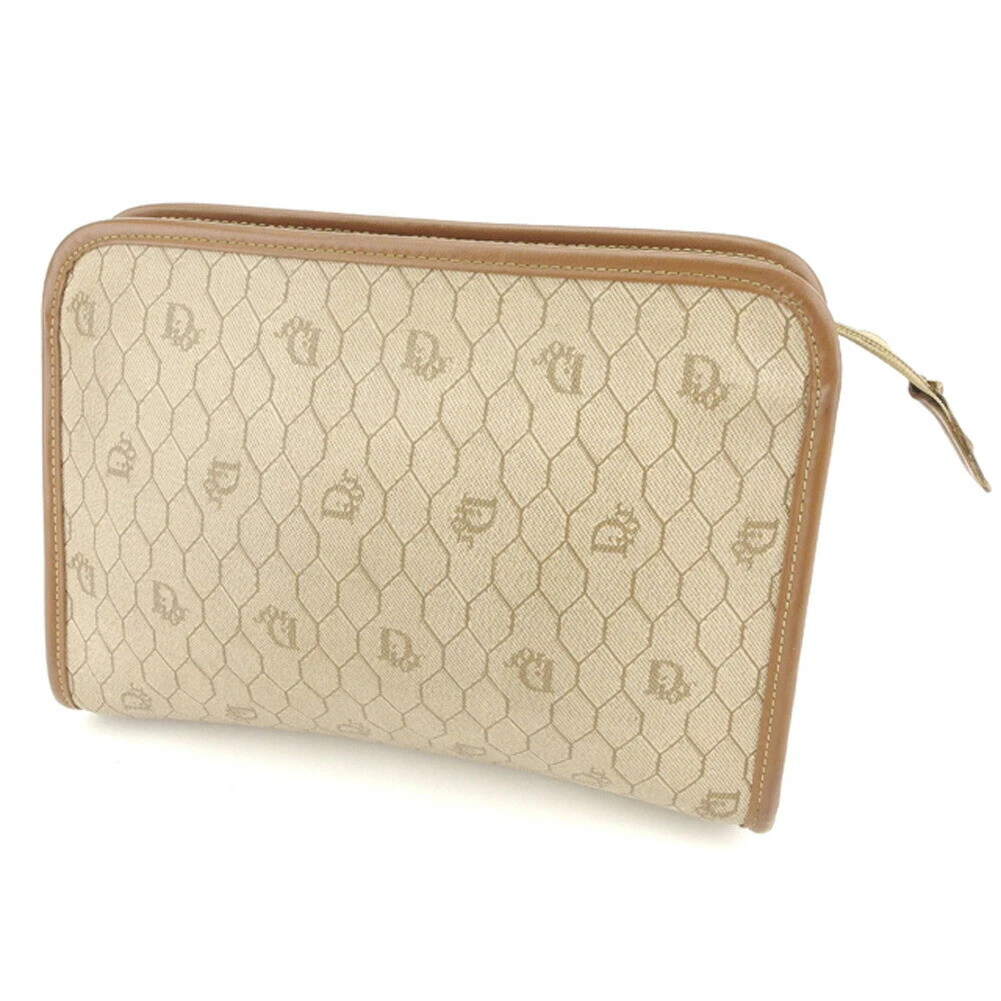 Sac pochette Dior beige PVC cuir femme unisexe authentique d'occasion T8402