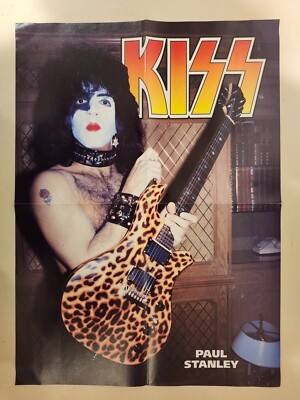 KISS Paul Stanley RARE Leopard Guitar Creatures Era Poster UK Wax