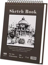 9 x 12 inches Sketch Book, Top Spiral Bound Sketch Pad, 100-Sheets (100gsm)