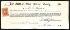 Civil War Farmer Township, OH Defiance 1864 Bounty Receipt - Biglow
