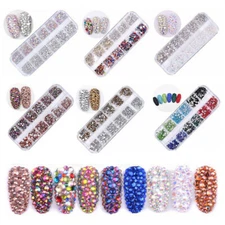 Nail Art Flat Rhinestones Mix AB Crystal Glass Gems Glitter Tips Decoration
