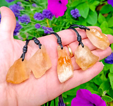 Natural Raw Citrine Crystal Pendant Necklace Healing Protection Crystal Amulet