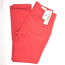 Vintage America Blues Chino Pants Women 8/29 Red Cuffed Patch Pockets Flat Front