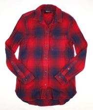 Madewell Shirt Women's S Classic Flannel Button Up Cotton Viscose Plaid Red Blue