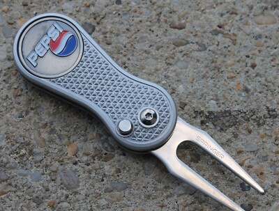 PEPSI PEPSICO COLA SODA CLASSY WAVE Logo Golf Ball Marker Switchblade Divot Tool
