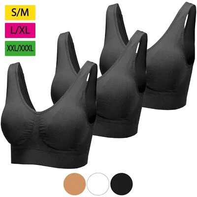 3er Pack Bra BH Seamless Bustier Yoga Sport "ohne Bügel" Unterwäsche Damen S-3XL - Bild 1 von 4